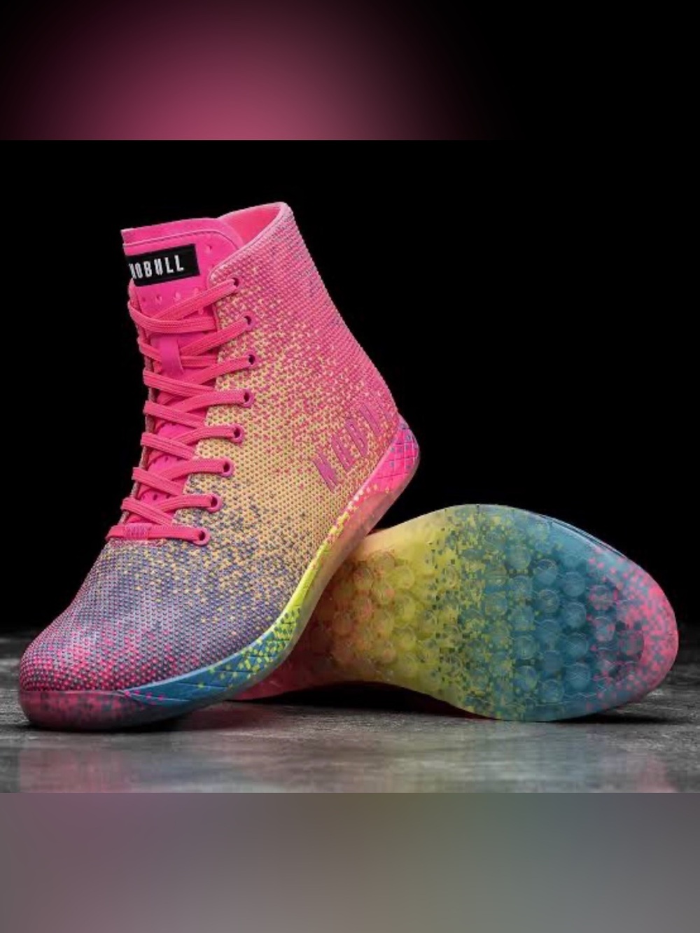 NWT NOBULL High Top Neon Pink Glitch Gym Workout Size: (W7) (M 5.5)